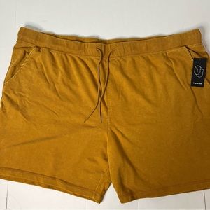 “Original Use” Men’s Knit Pull On Drawstring Shorts in Zinnea Gold. NEW!
